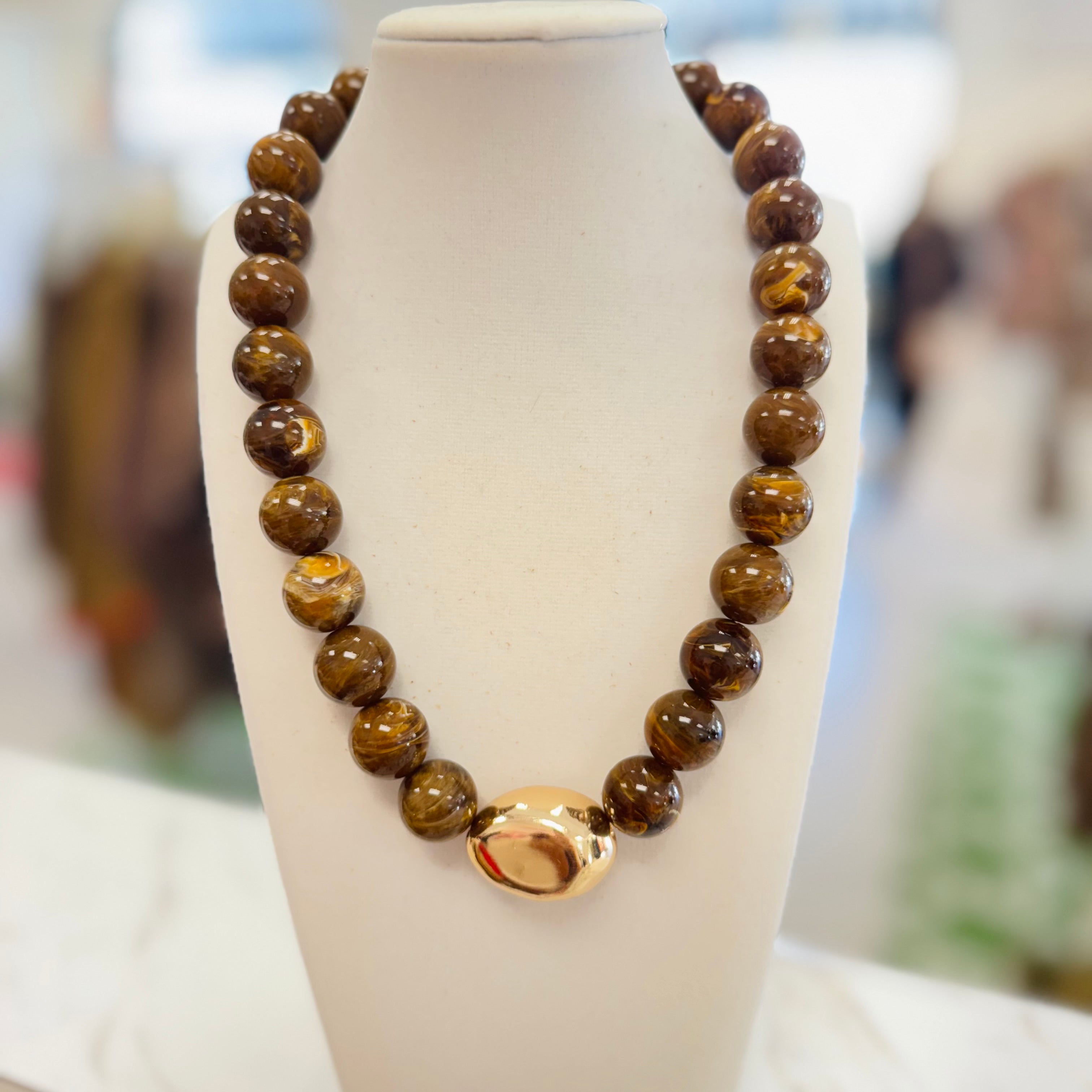 Moment in Time Marble Stone Ball Necklace (4 Colors)