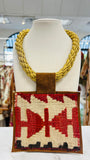 ORIJINAL Gold Rope Pendant Necklace - Red/Cream/Black Patch