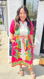 Remi Dress in Striped Bananas | MAUDE