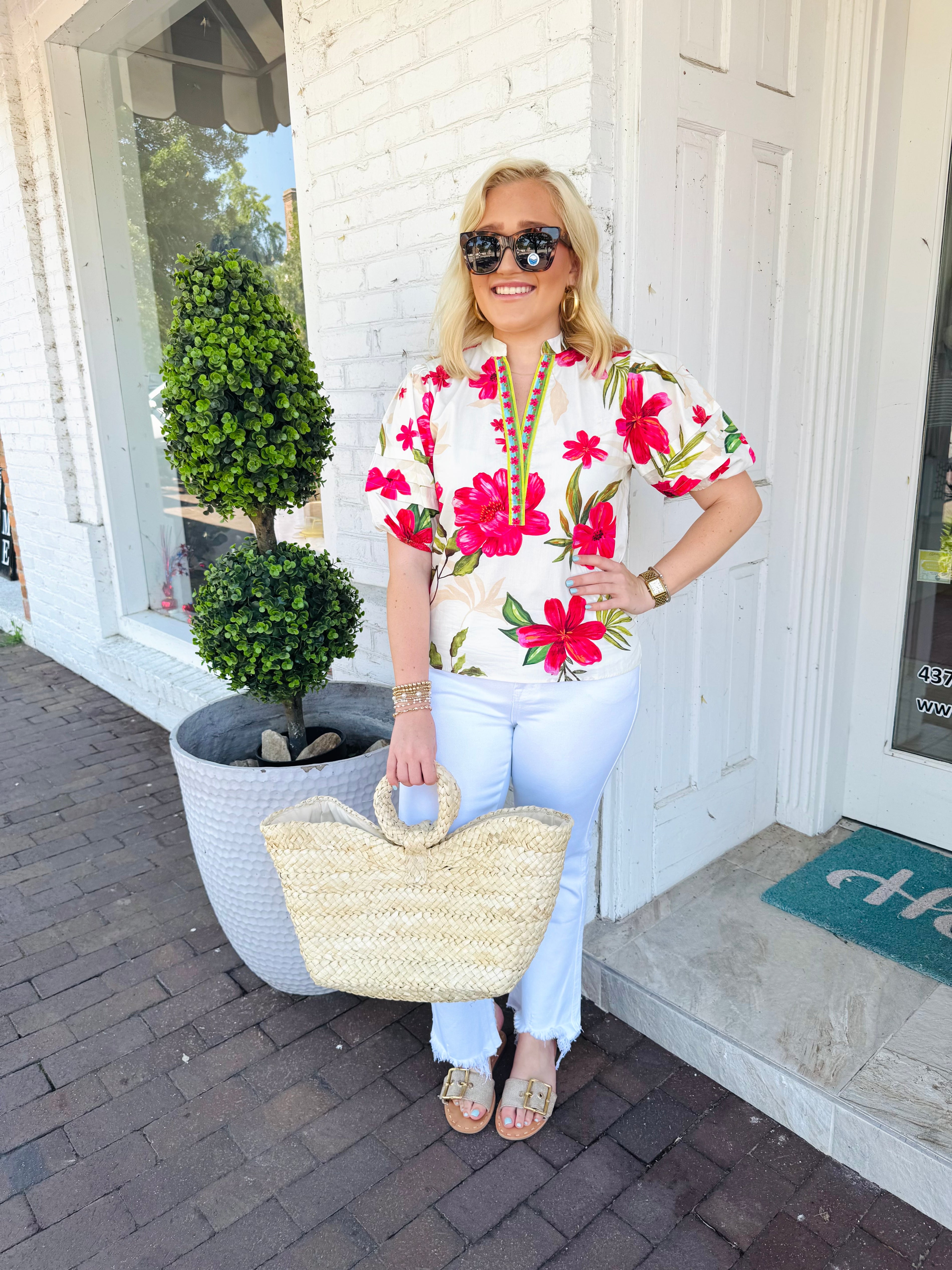 Raya Top in Summer Blooms | MAUDE