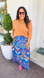 Ada Skirt in Cobalt Ikat | MAUDE