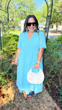 Adrienne Audrey Dress in Aqua Seersucker Gingham
