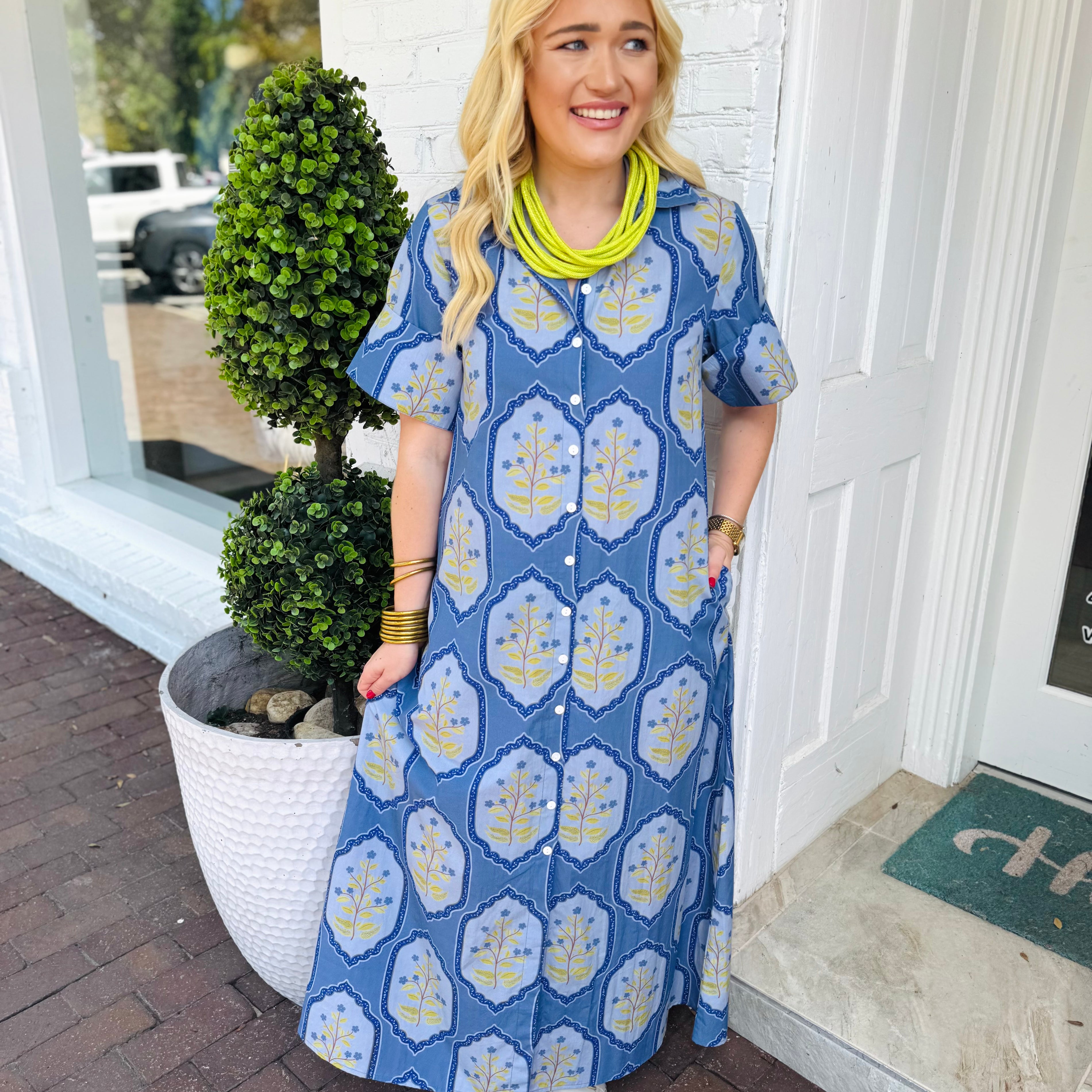 Gibbons Dress in Dusty Trellis | LIVRO