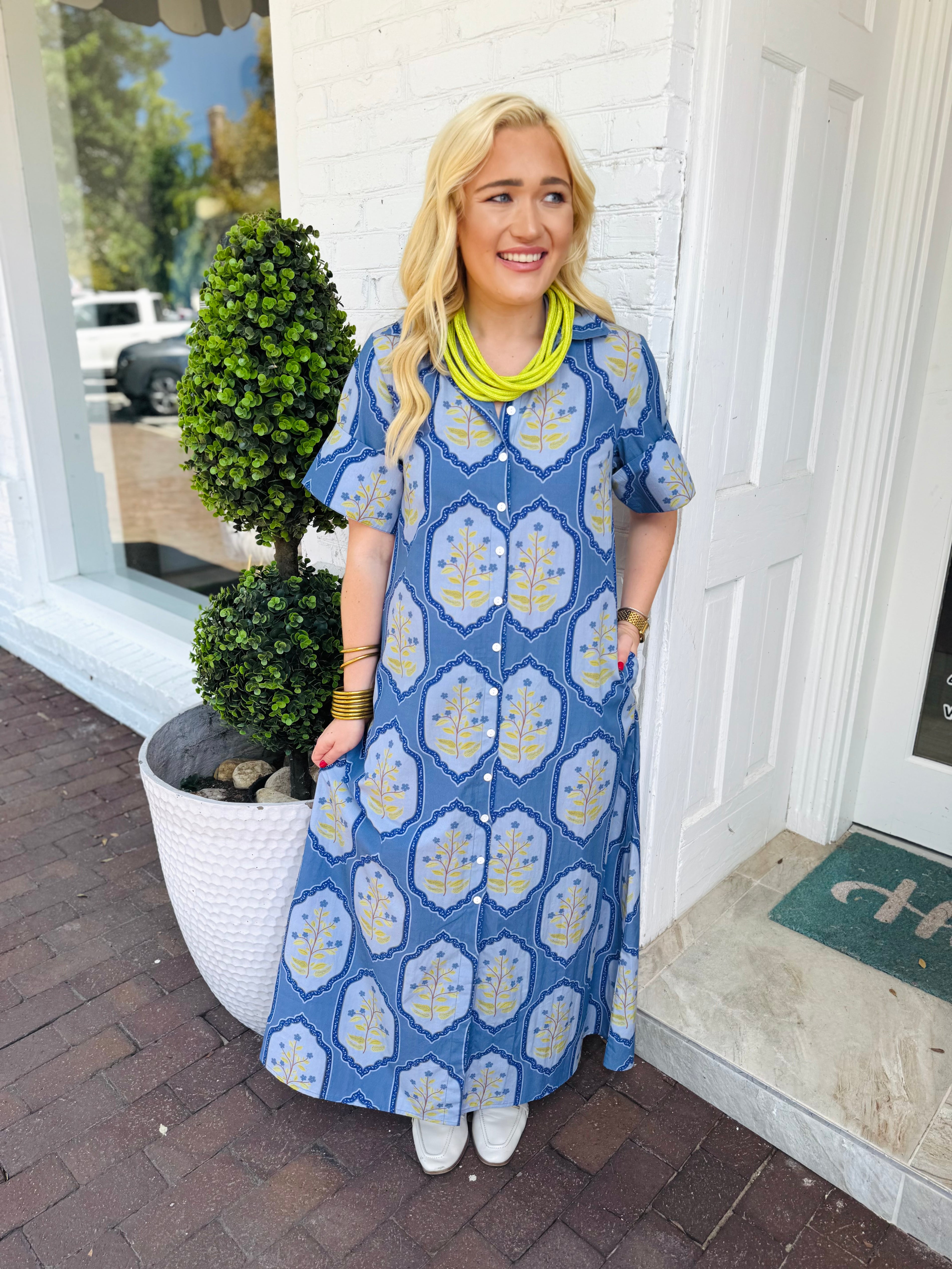 Gibbons Dress in Dusty Trellis | LIVRO