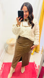 Thanksgiving Day Faux Leather Skirt