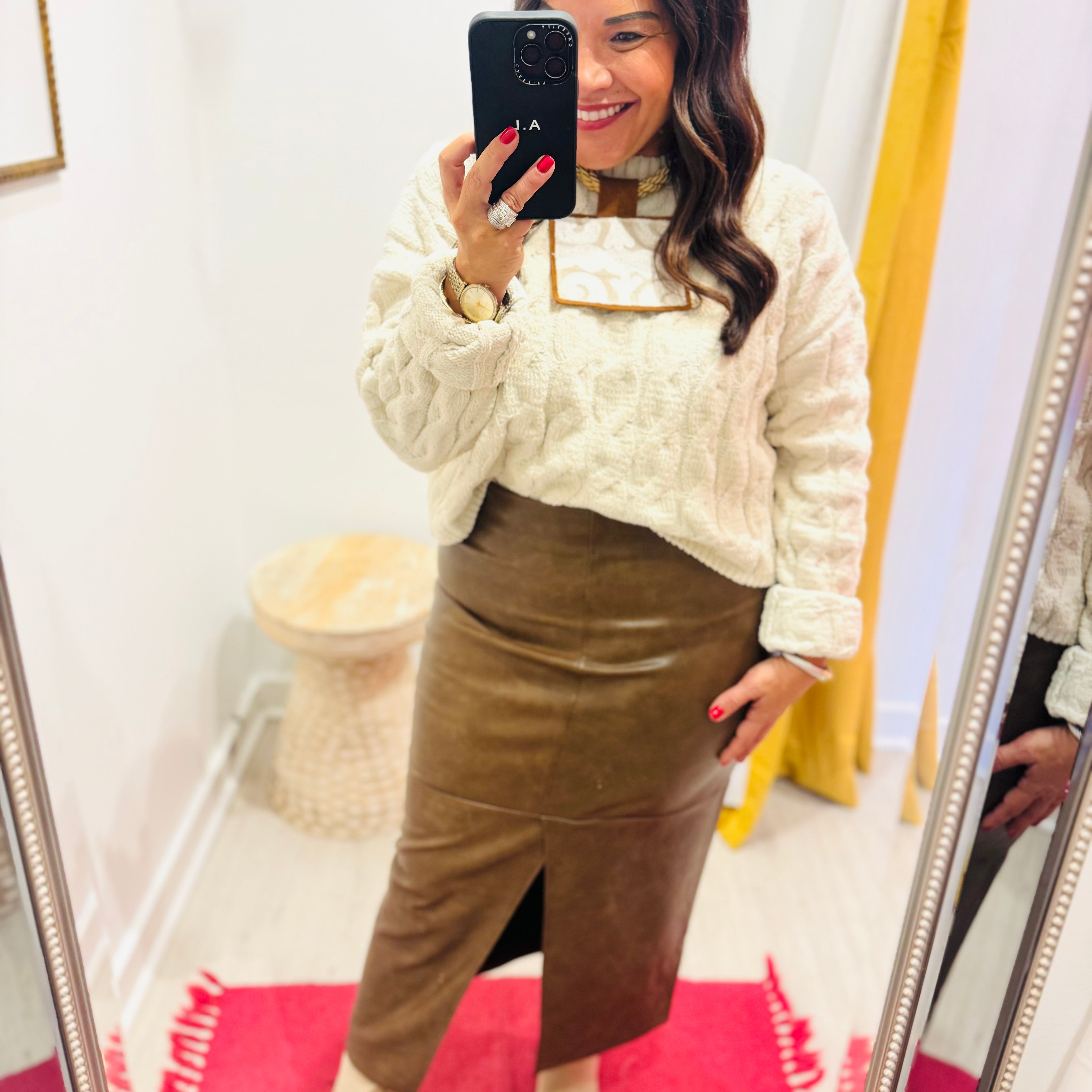 Thanksgiving Day Faux Leather Skirt