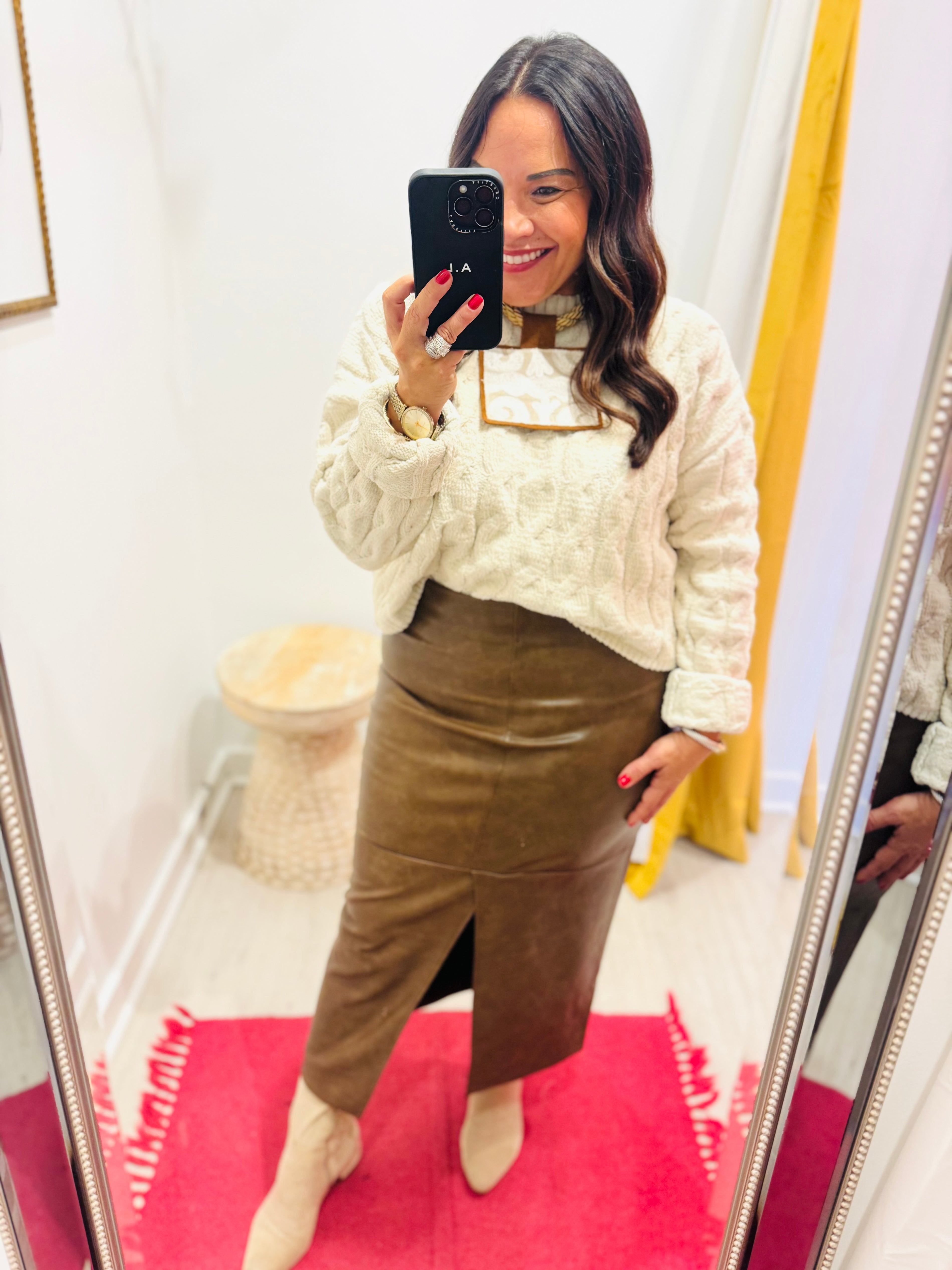 Thanksgiving Day Faux Leather Skirt