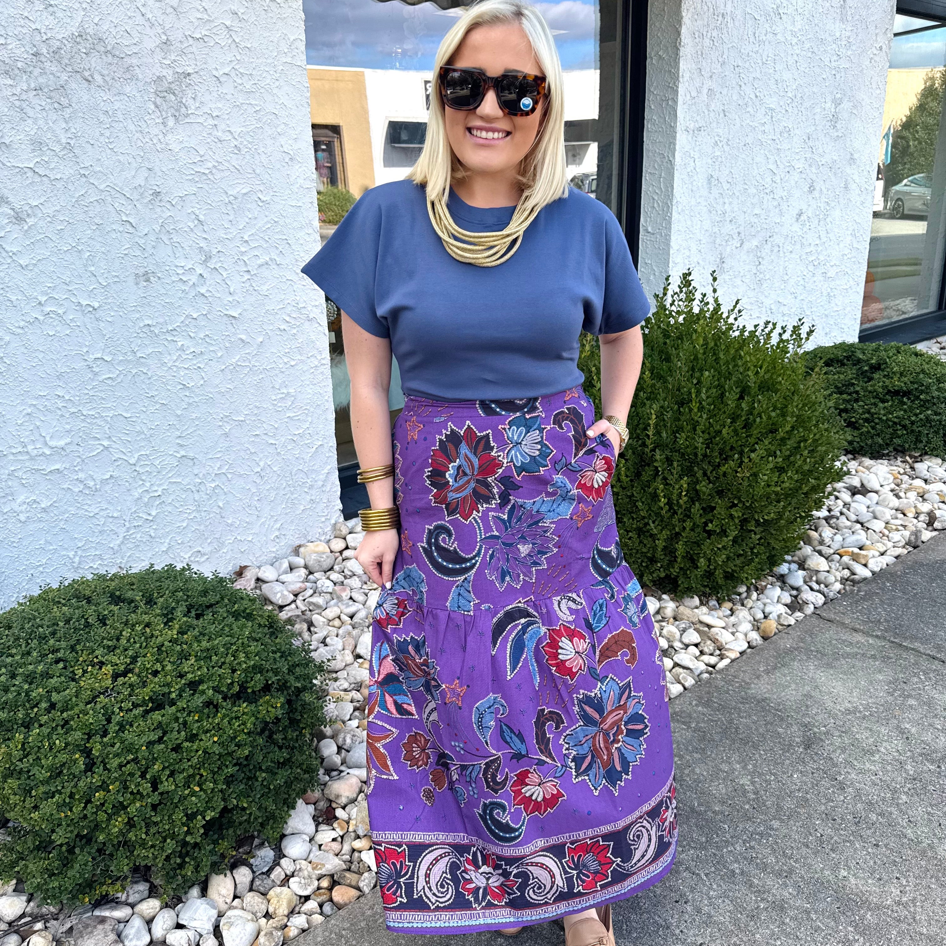 Ada Skirt in Purple Sparkle | MAUDE