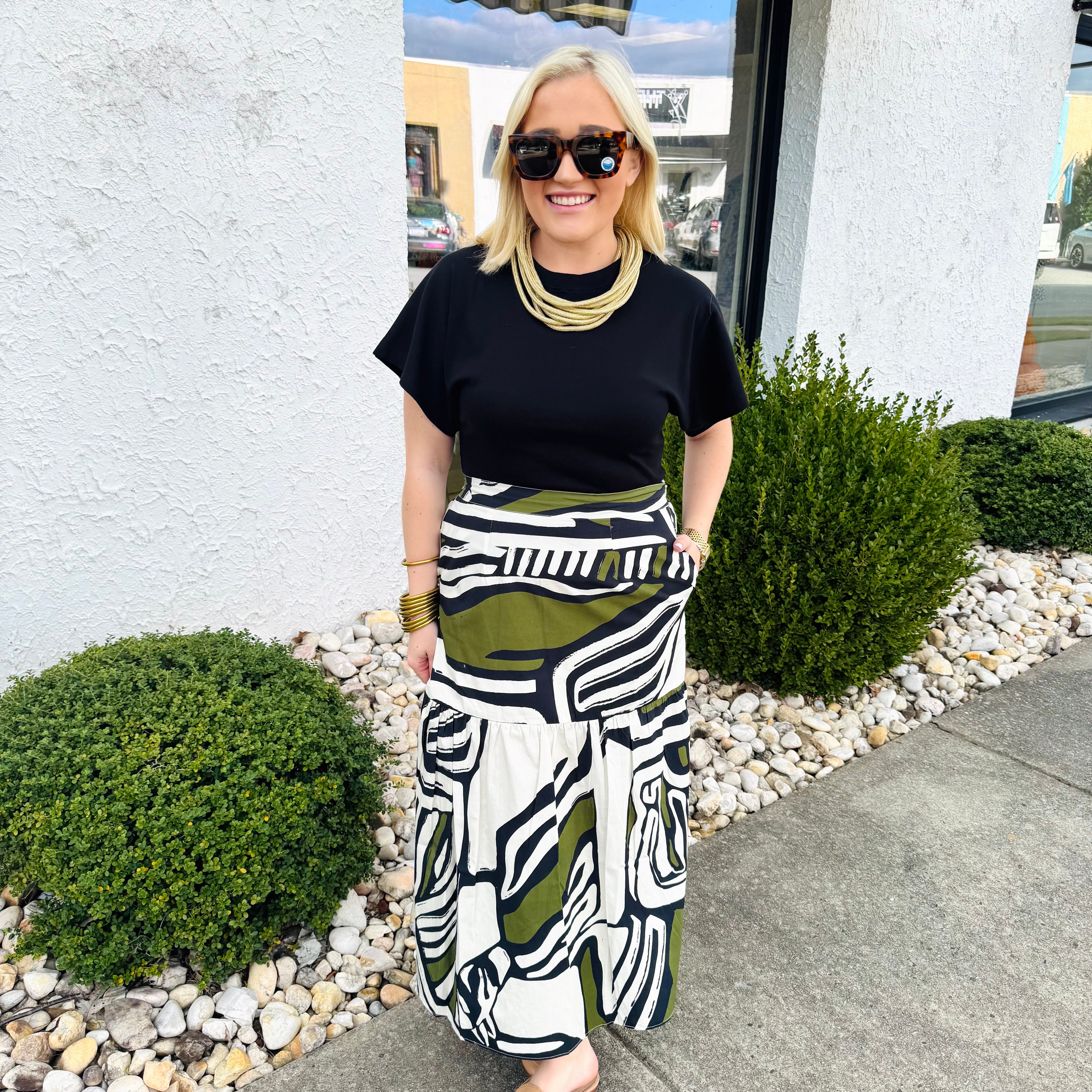 Ada Skirt in Olive Zebra | MAUDE