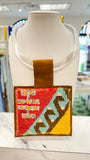 ORIJINAL Acrylic Pendant Necklace - Brown/Red/Yellow/Blue Patch