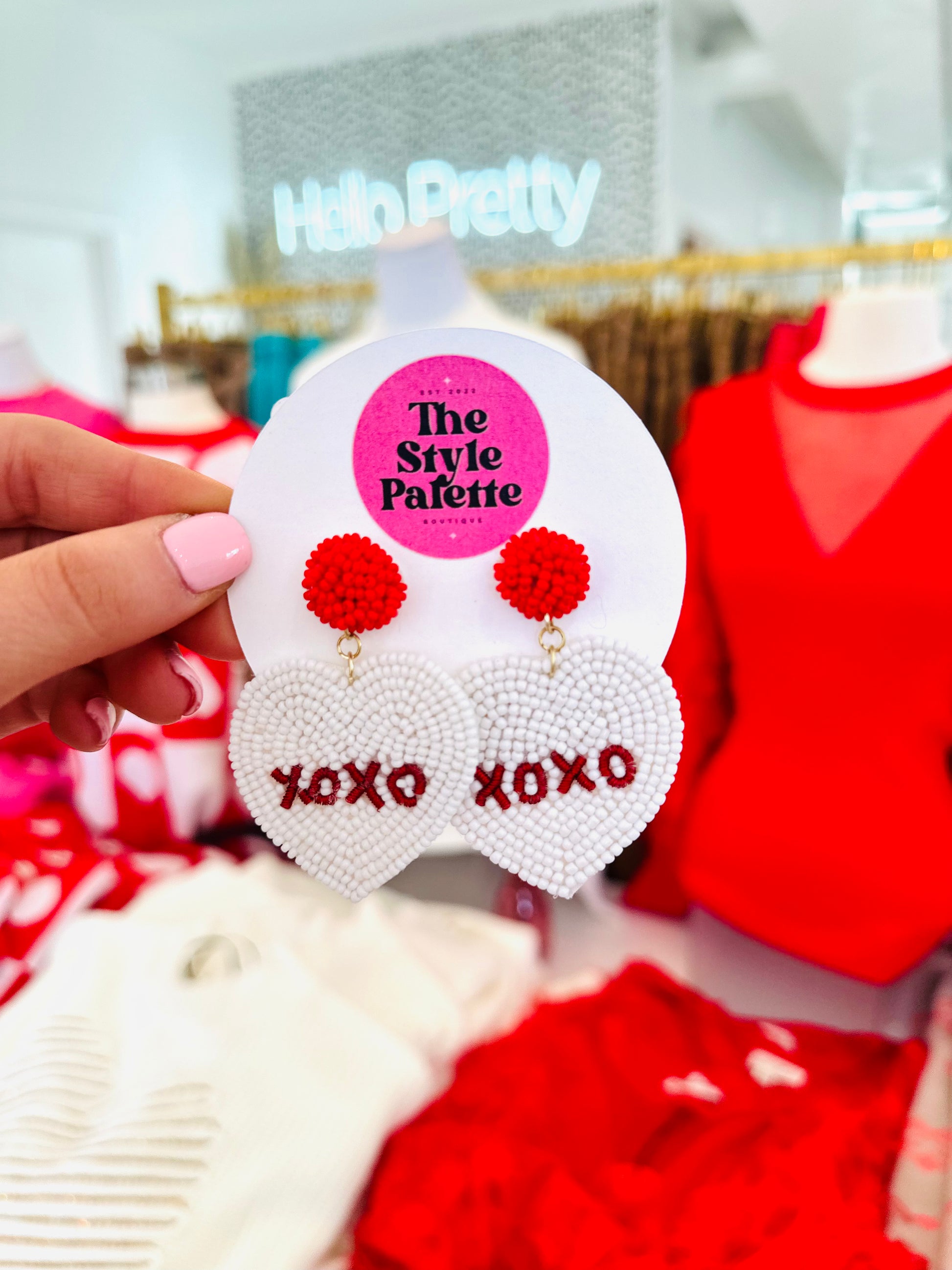 XOXO Earrings - Red & White