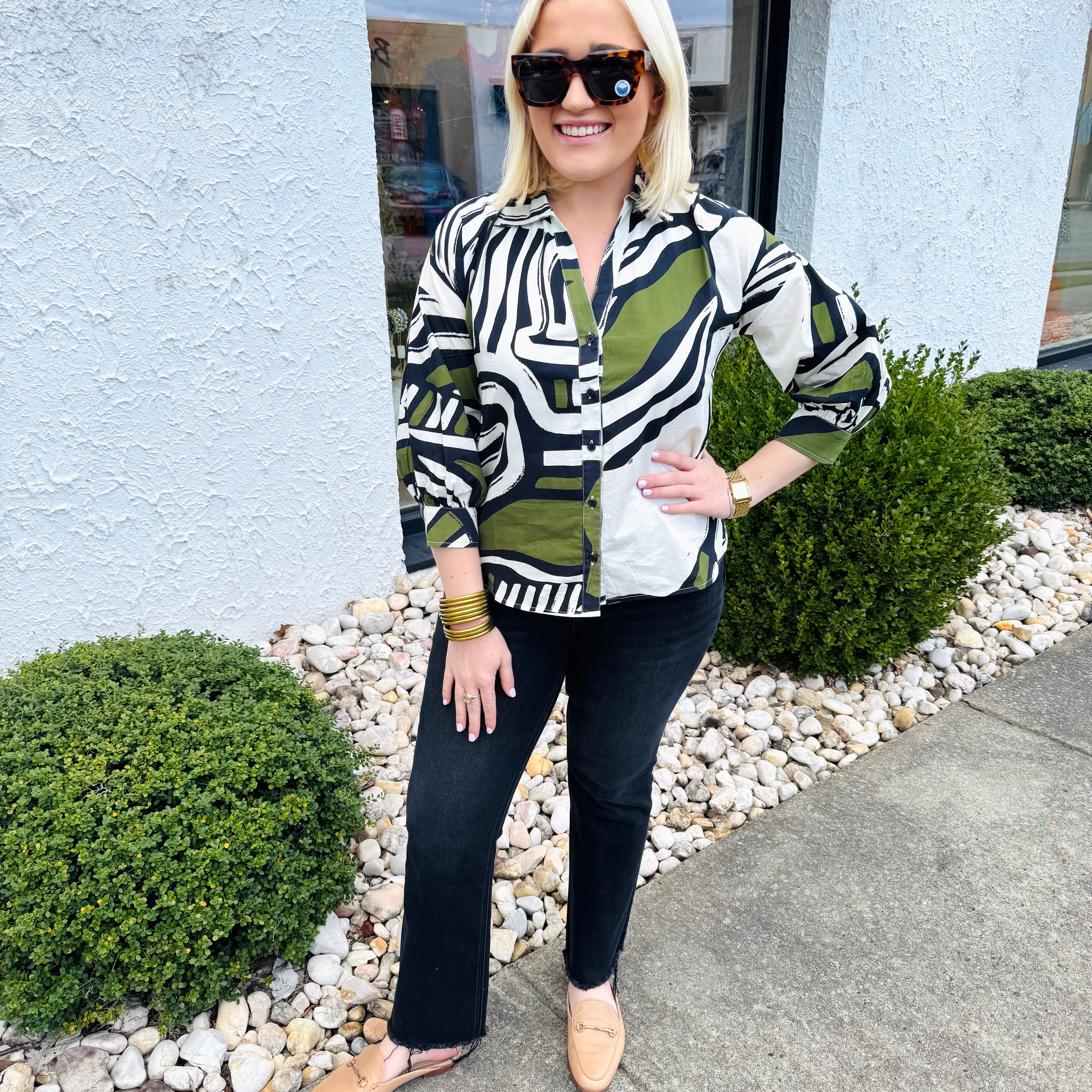 Elsa Top in Olive Zebra | MAUDE