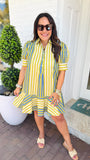 Liv Dress in Chartreuse Stripes | LIVRO