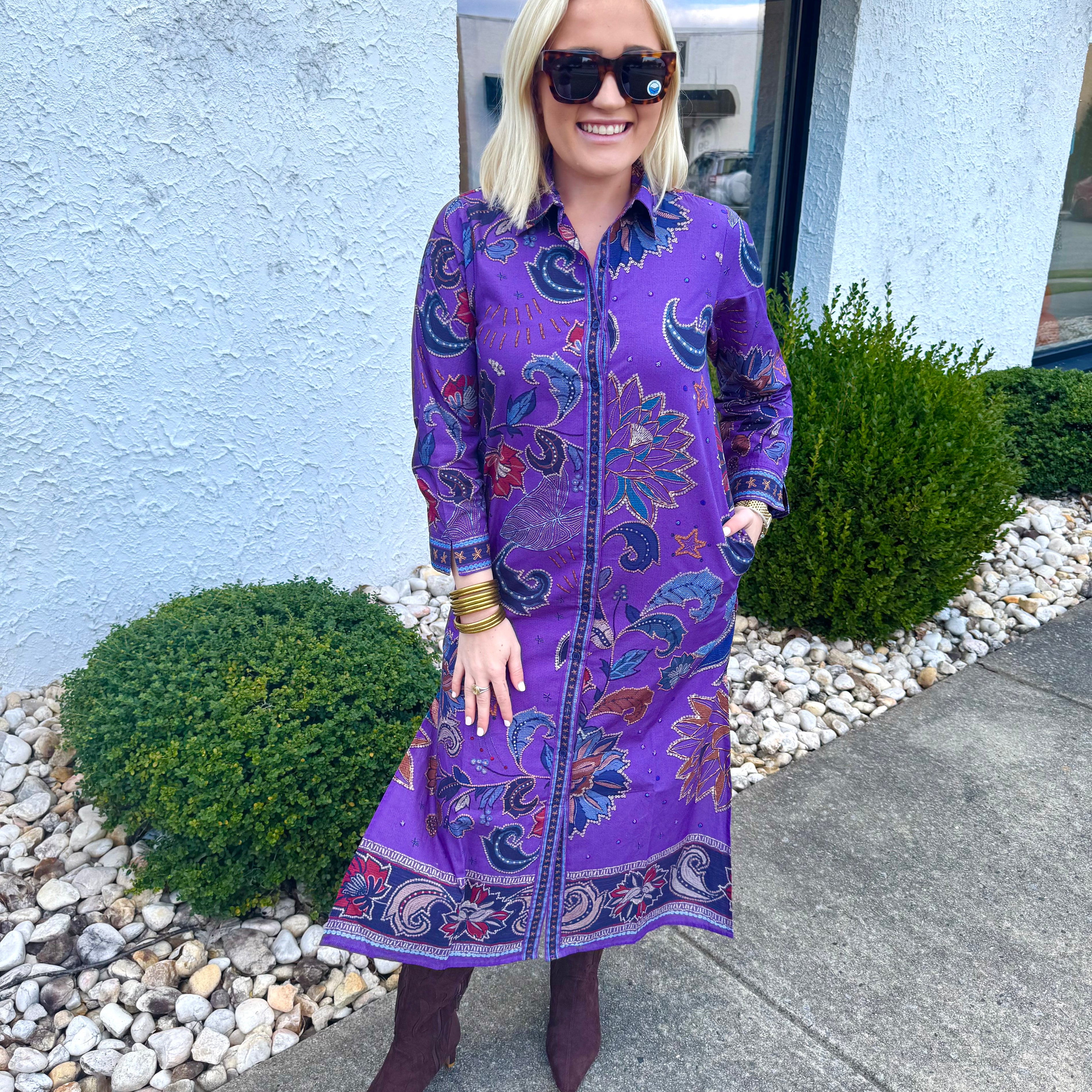 Eliza Dress in Purple Sparkle | MAUDE