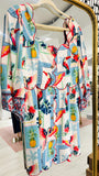 Parrots in Tulum Scalloped Dress