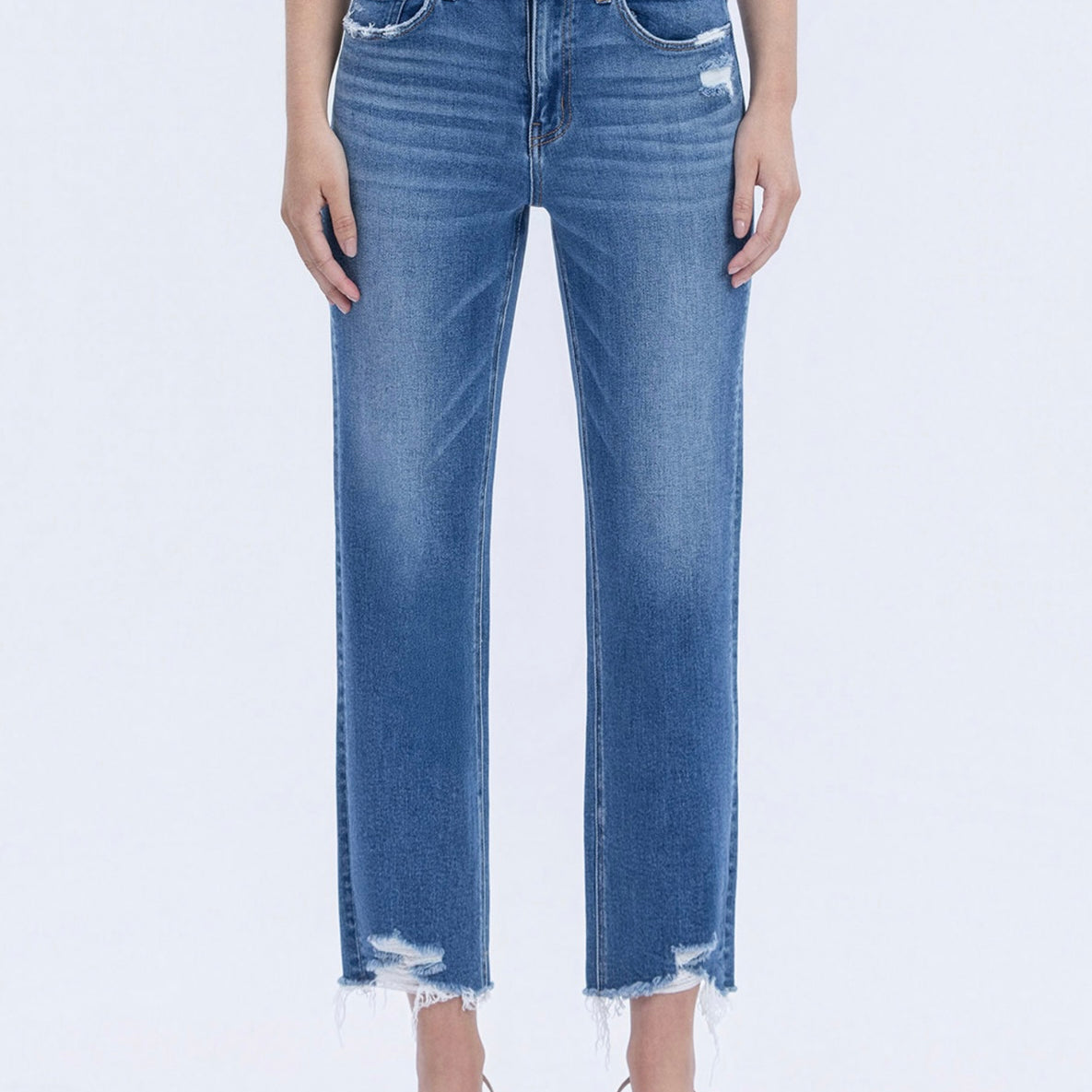 High Rise Frayed Hem Crop Straight By Lovervet