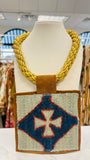 ORIJINAL Gold Rope Pendant Necklace - Blue/Red/Light Blue Patch