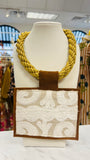 ORIJINAL Gold Rope Pendant Necklace - White/Cream Patch