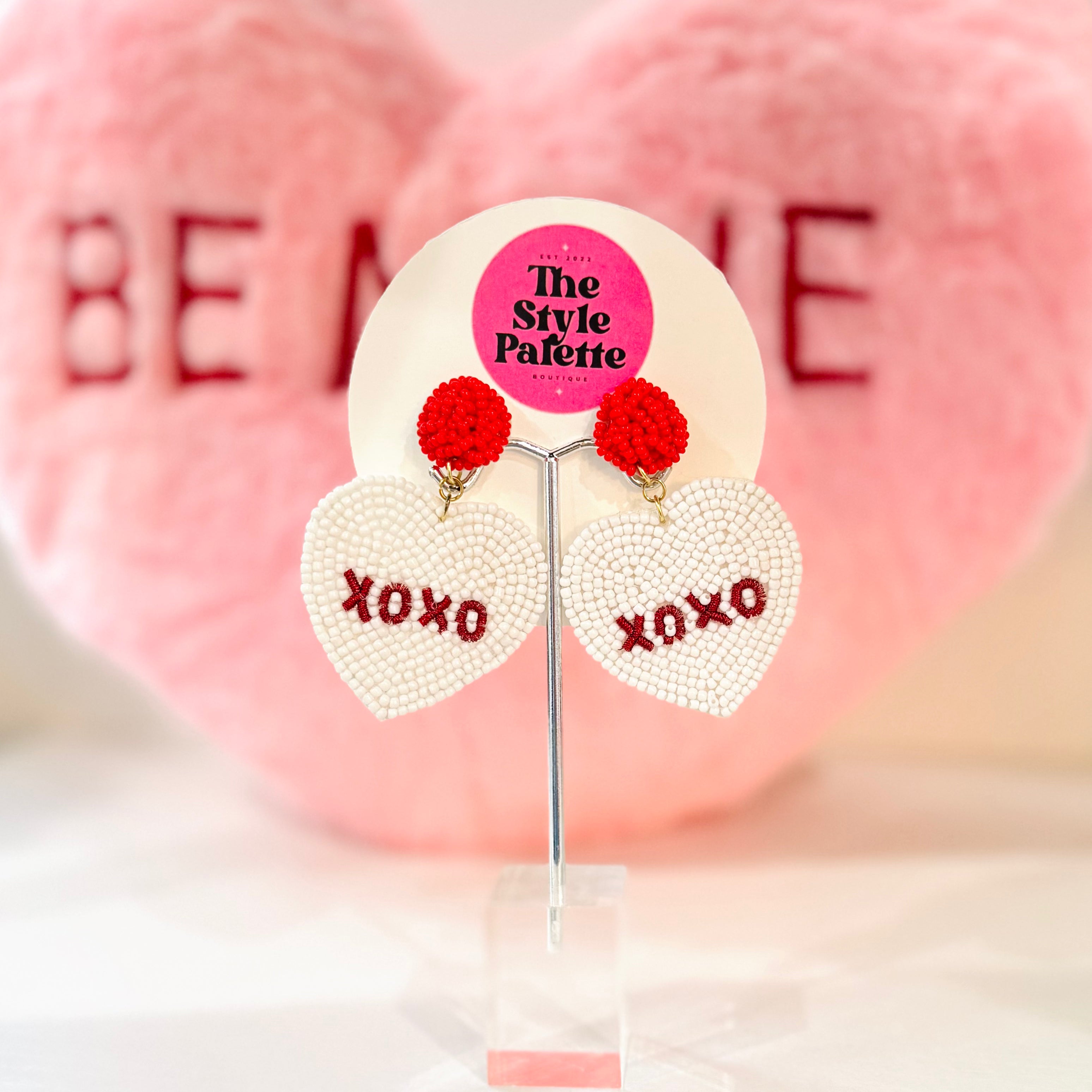 XOXO Earrings - Red & White