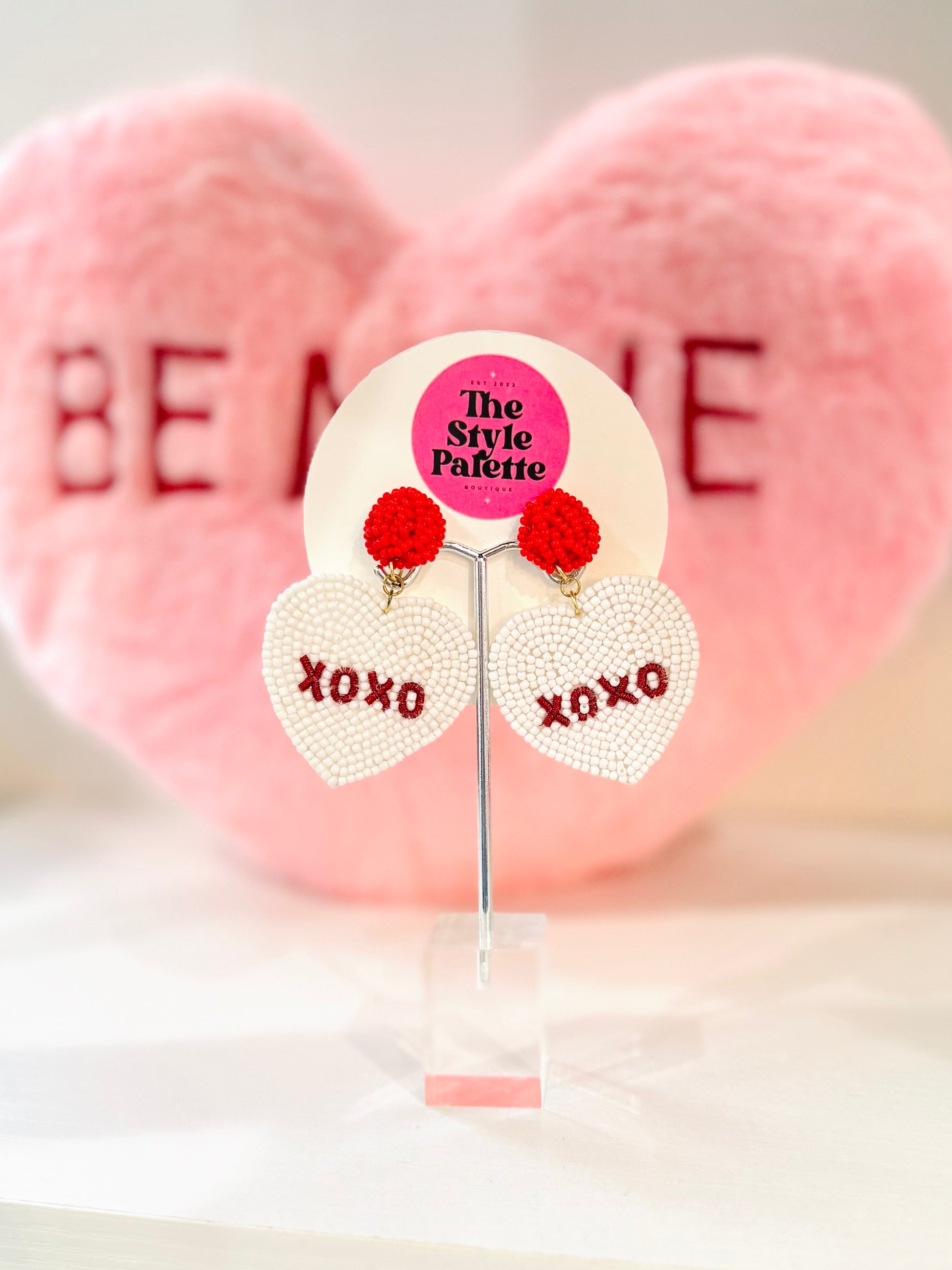 XOXO Earrings - Red & White