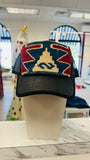 ORIJINAL Straw Trucker Hat in Black - Maroon/Blue/White