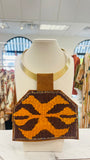 ORIJINAL Brass Pendant Necklace - Burgundy/Orange Patch
