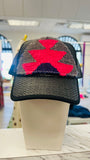 ORIJINAL Straw Trucker Hat in Black - Grey/Pink/Purple