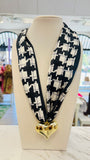 Hallie Houndstooth Scarf Necklace