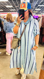 Coastal Chic Linen Dress in Sky/Navy