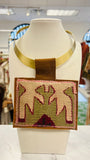 ORIJINAL Brass Pendant Necklace - Green/Fuchsia/White Patch