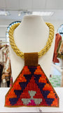 ORIJINAL Gold Rope Pendant Necklace - Orange/Purple/Red Patch