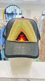 ORIJINAL Straw Trucker Hat in Black - Tan/Green