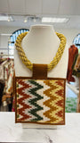 ORIJINAL Gold Rope Pendant Necklace - Tan/White/Green/Rust Patch