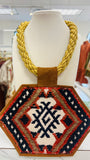 ORIJINAL Gold Rope Pendant Necklace - Navy/White/Red/Brown Patch