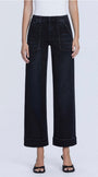 High Rise Elastic Waist Band Cuffed Baggy Wide Leg Jean by Vervet