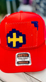 ORIJINAL Trucker Hat in Red- Red/Blue/Yellow Patch