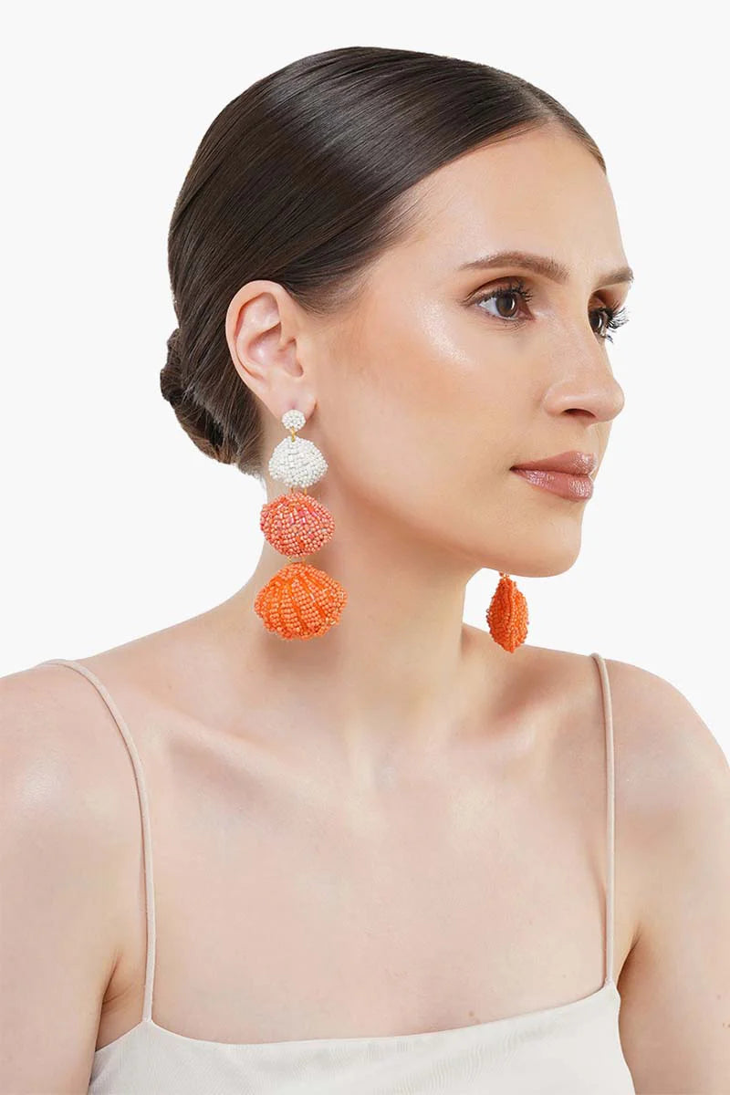 Sound of the Shells Earrings - Coral