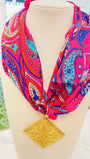 Pink Paisley Scarf Necklace