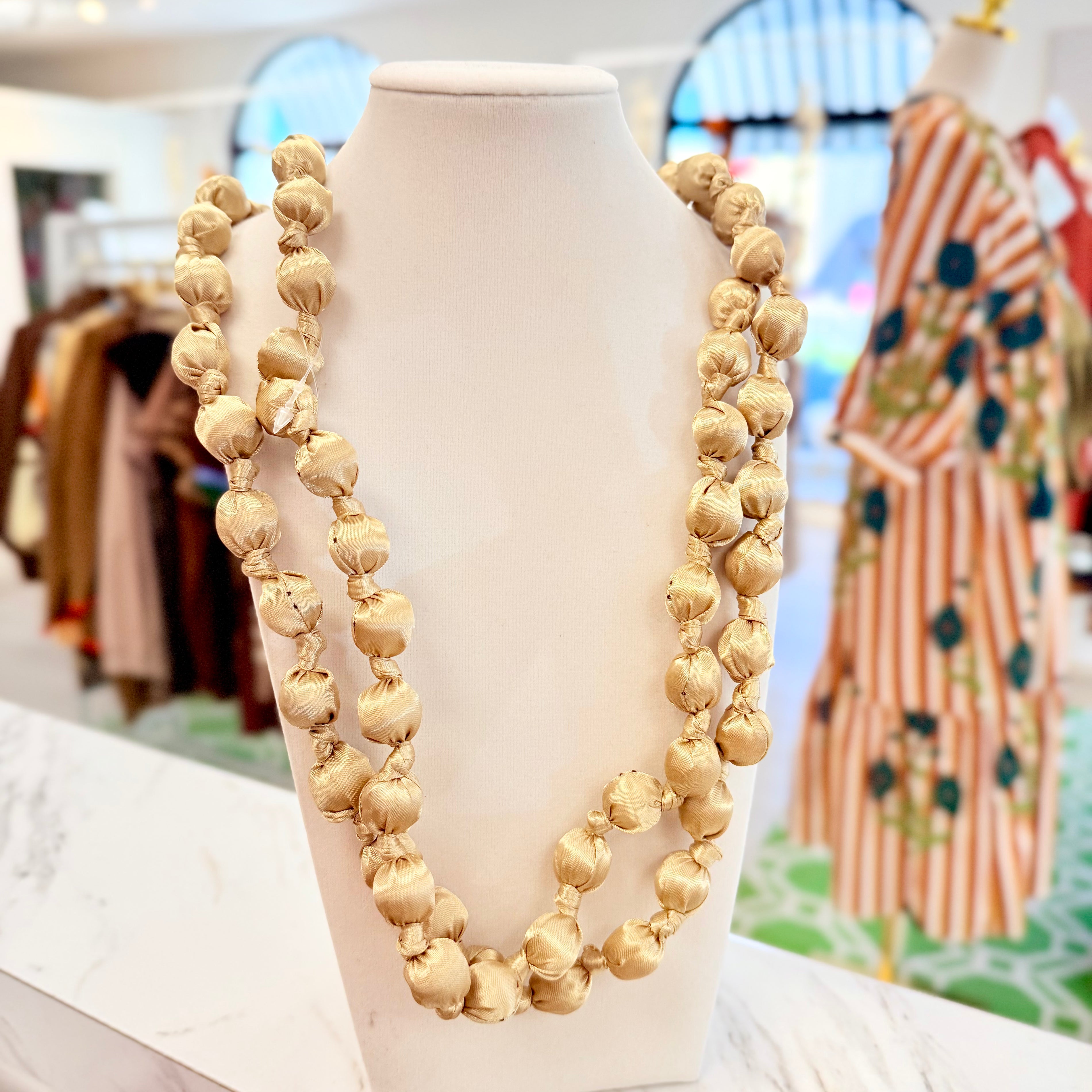 Gold Beaded Bubble Layer Necklace