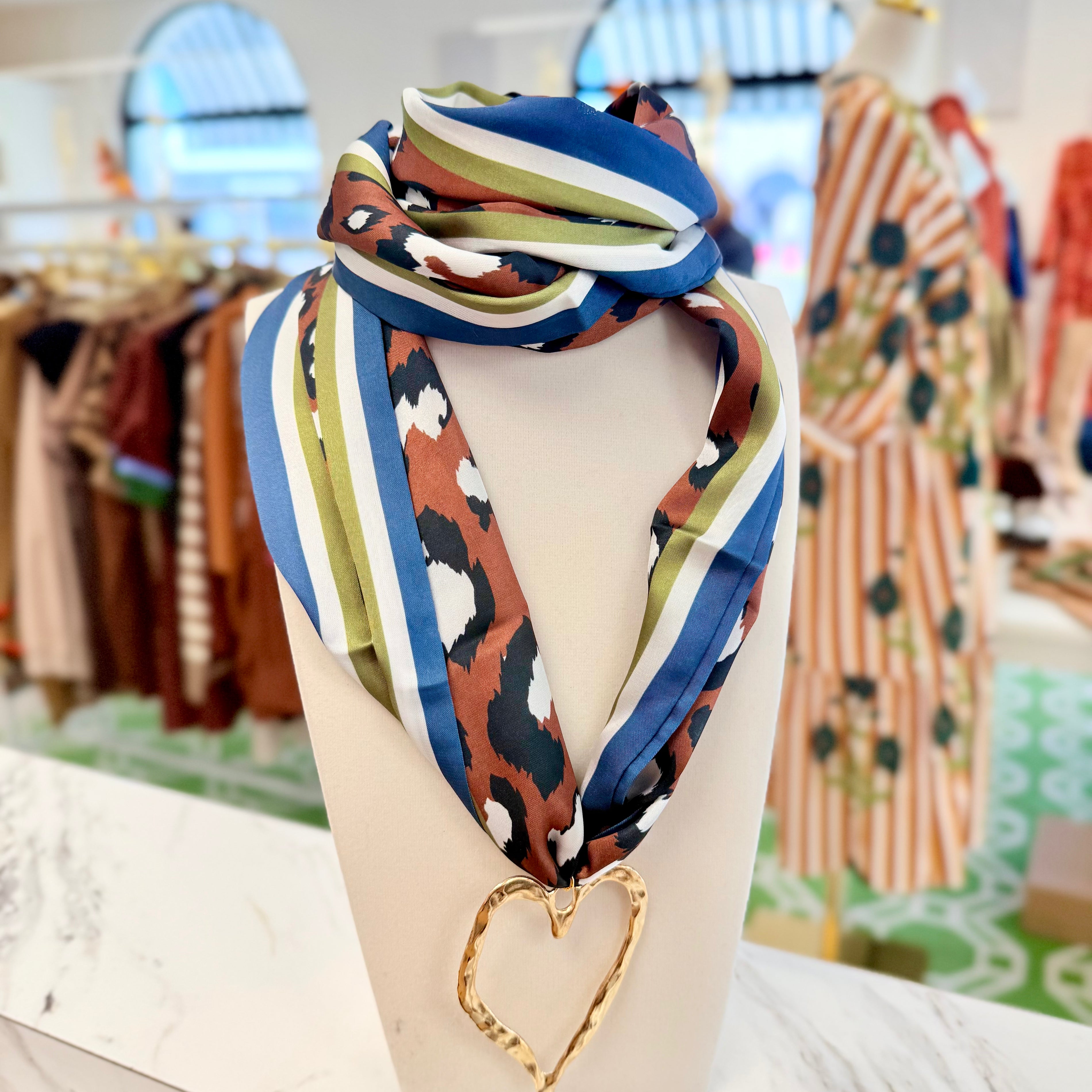 Cheetah Love Scarf Necklace - Brown