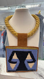 ORIJINAL Gold Rope Necklace - Periwinkle, Black, White Patch