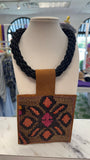 ORIJINAL Black Rope Necklace - Brown,Orange,Pink Patch