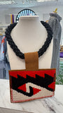 ORIJINAL Black Rope Necklace - Red/Black/White Patch