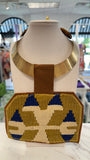 ORIJINAL Brass Pendant Necklace - Yellow, Blue, White Patch