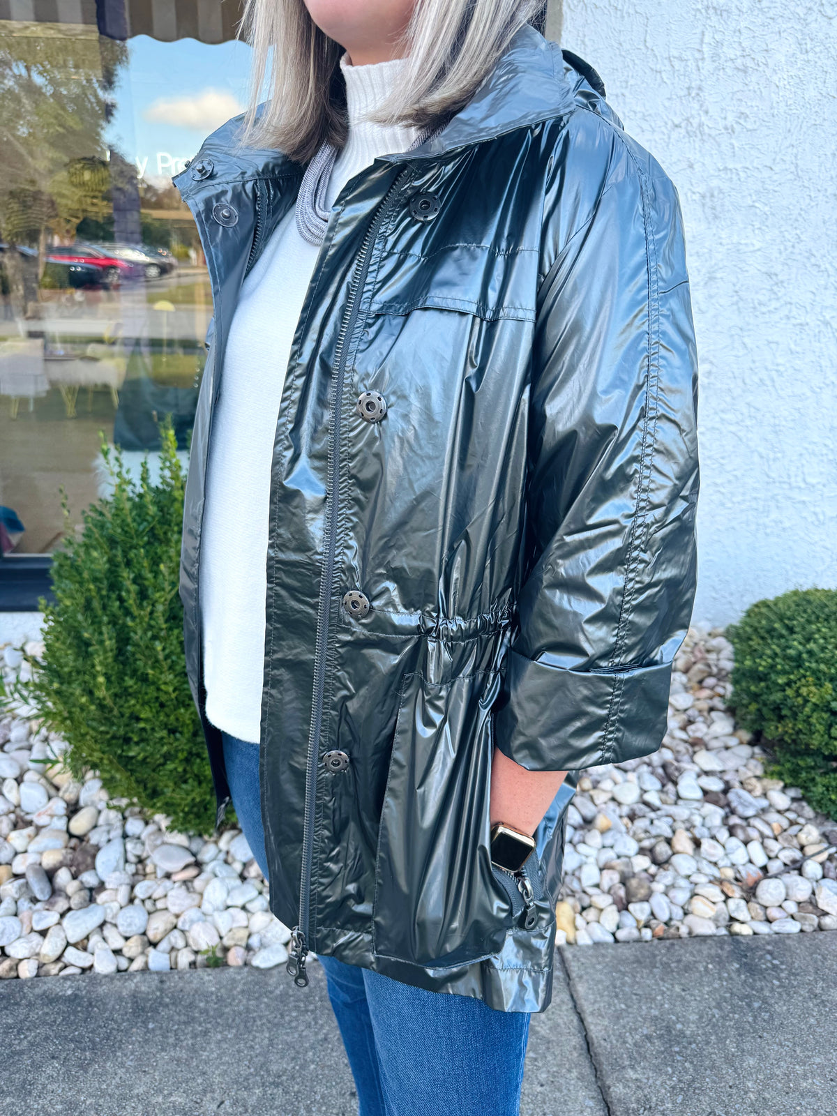Charcoal Metallic Rain Jacket | ANORAK