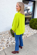 Anytime + Anywhere Mockneck Sweater in Lime Green
