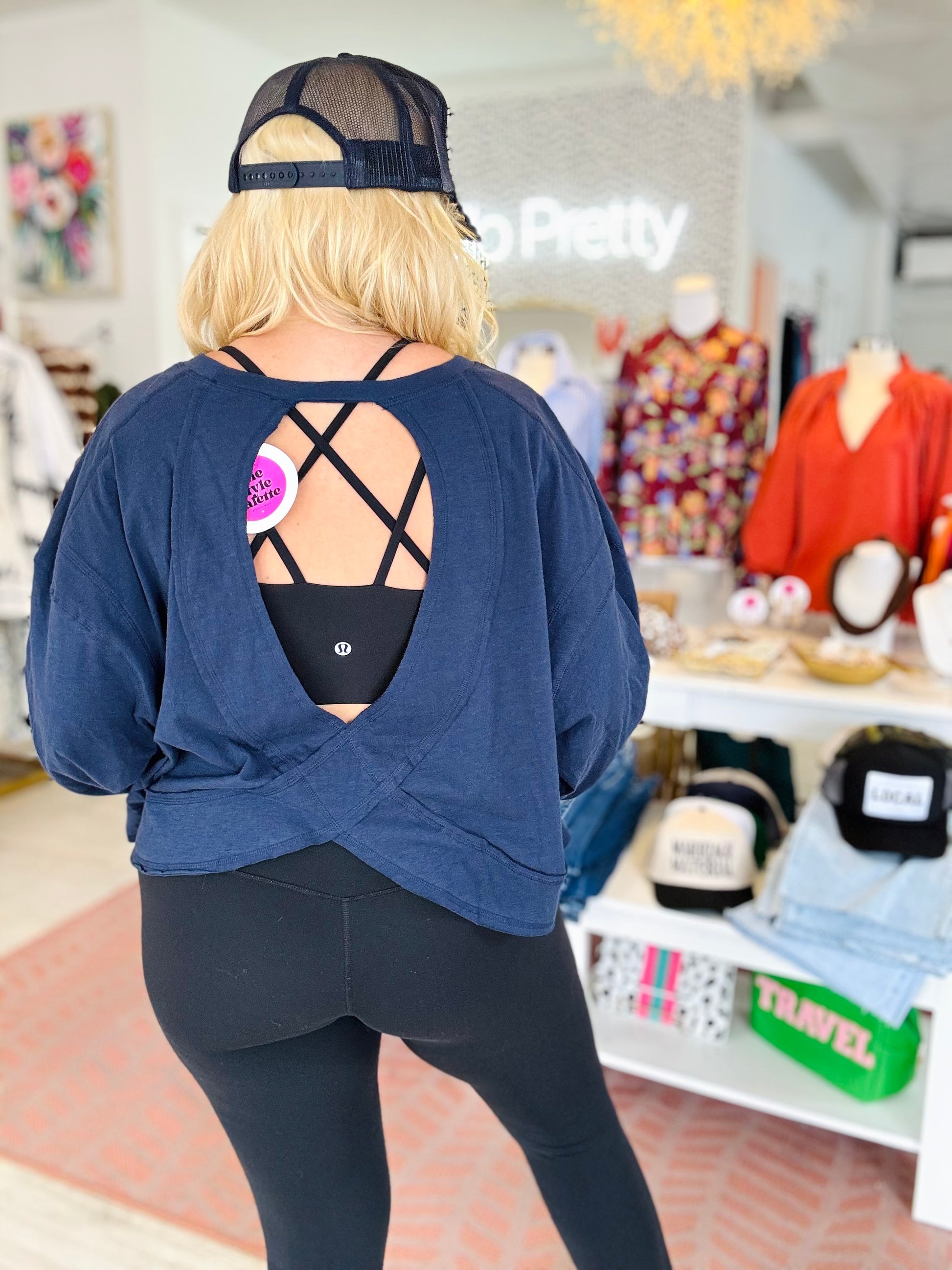 Go Girl Long Sleeve Slub Open Back Tee (5 Colors)