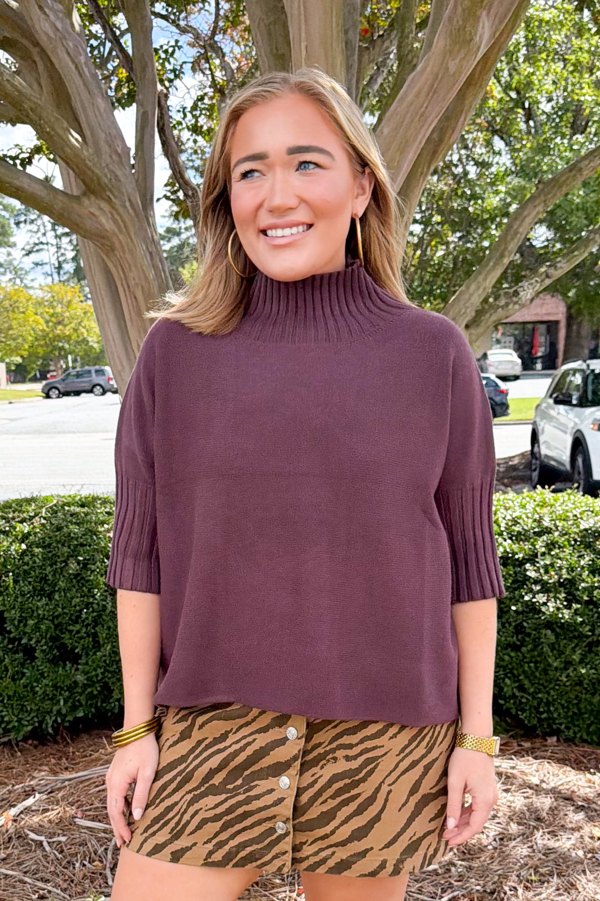 Everyday Mock Neck Sweater in Chocolate Brown