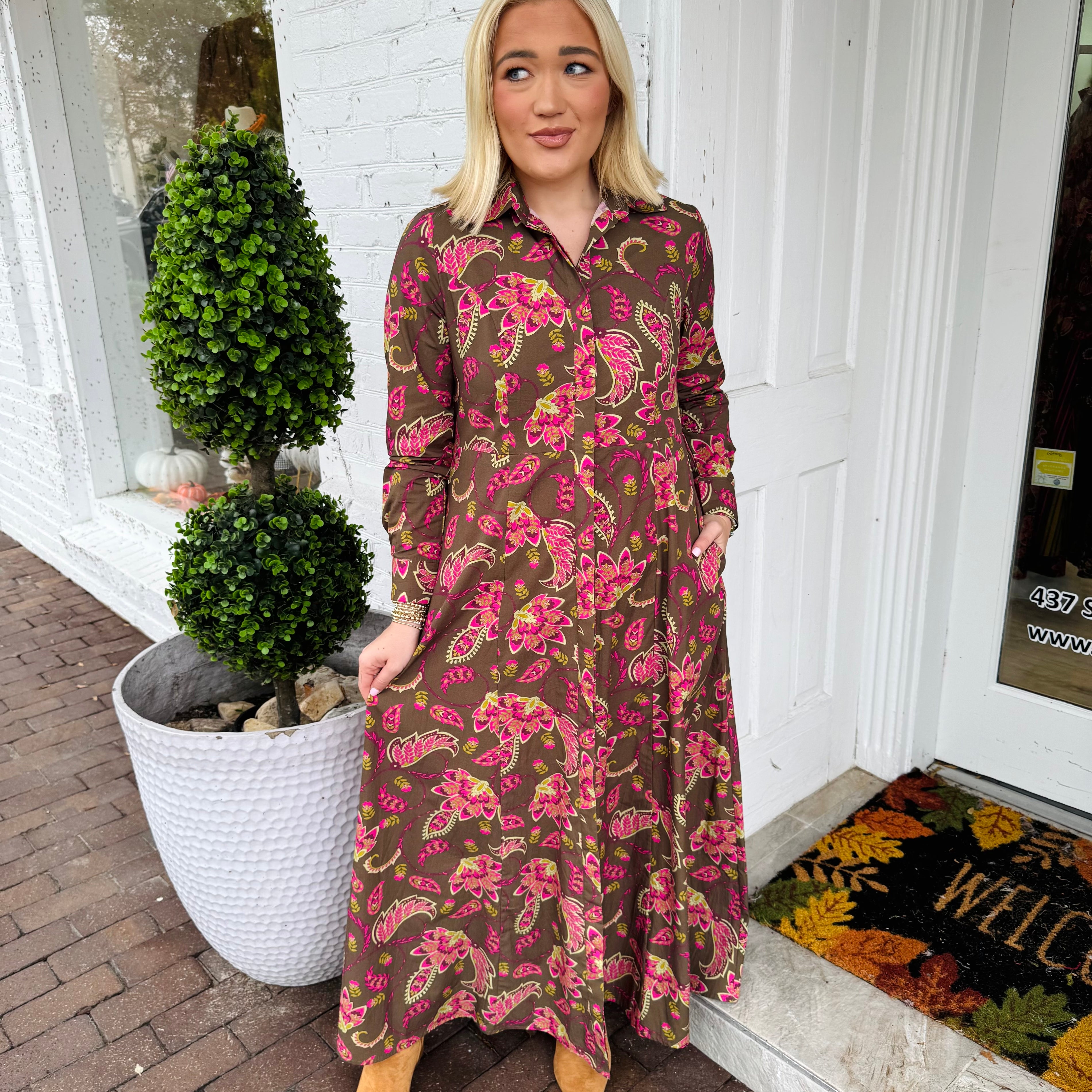 Classic Shirtdress Raspberry Garden | LIVRO