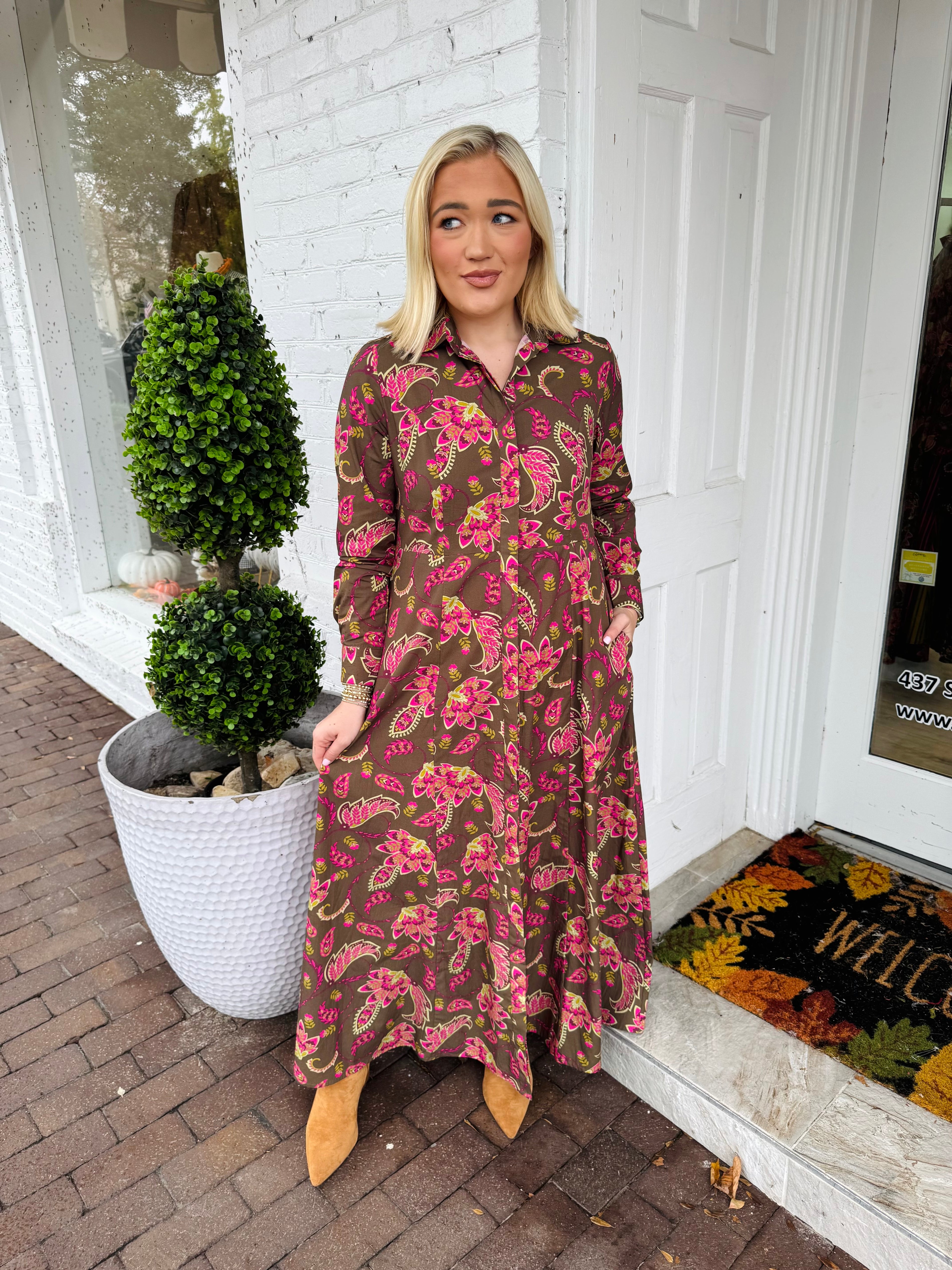 Classic Shirtdress Raspberry Garden | LIVRO